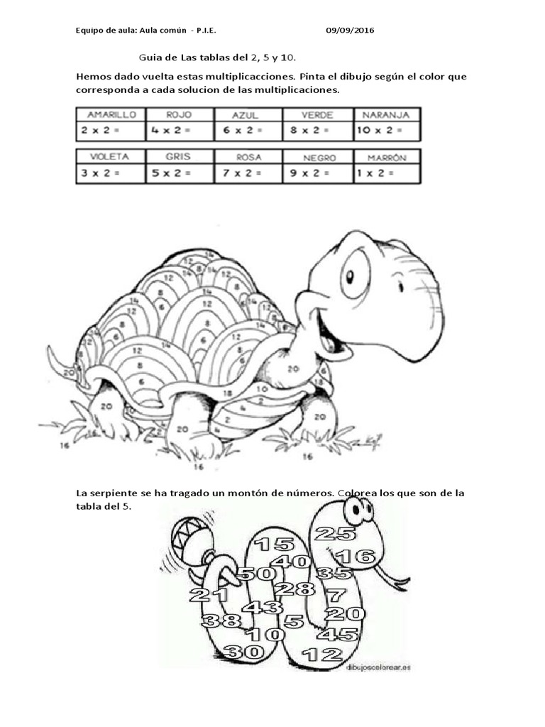 Guía de la tabla del 2 para colorear | PDF | Métodos y materiales de ...