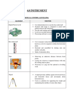 4.0 Instrument: 4.1 Instrument of Vertical Control (Levelling) Equipment Function