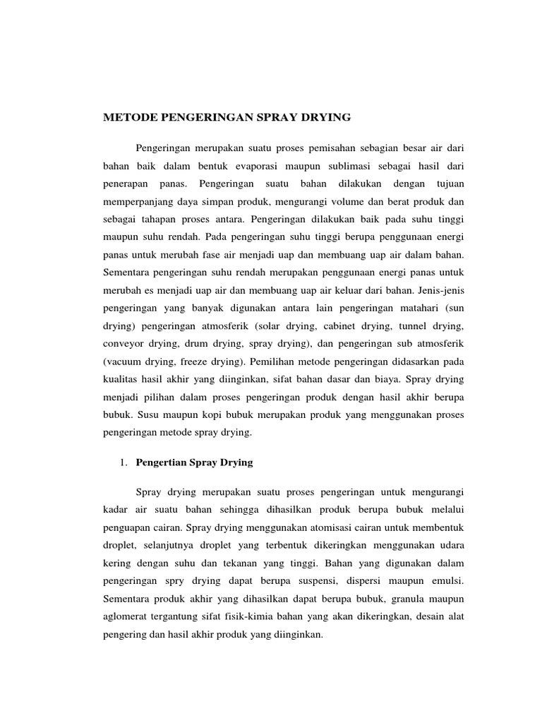 Metode Pengeringan Spray Drying | PDF