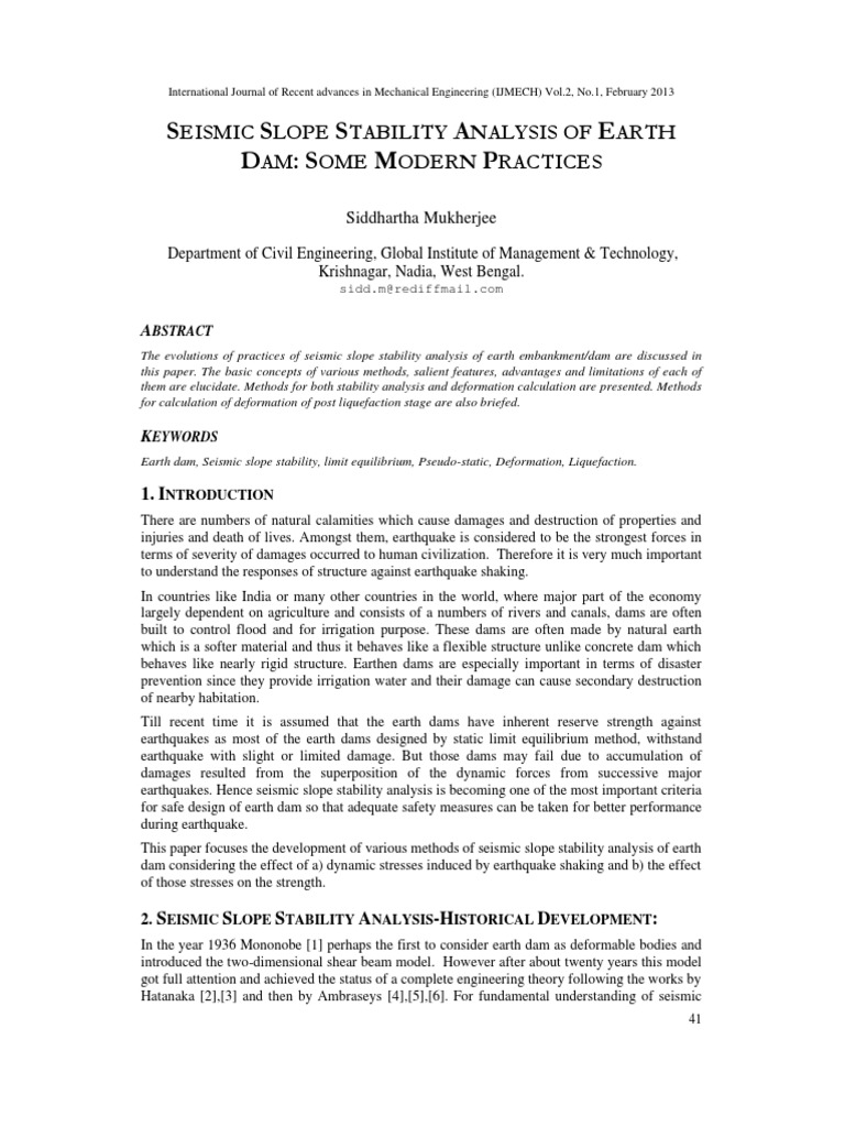 Seismic Stability Analysis of Earth Dams | PDF | Geotechnical ...