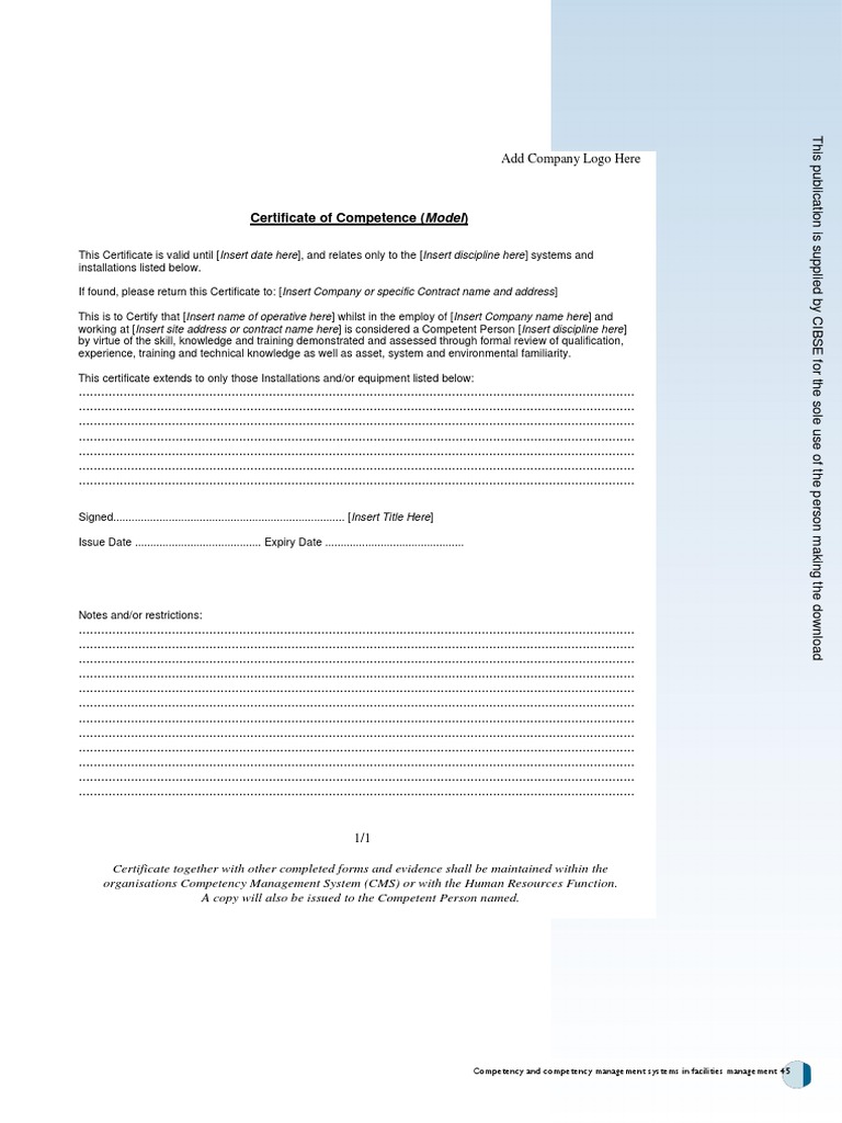 Competency Checklist Certificate | PDF | Competence (Human Resources ...