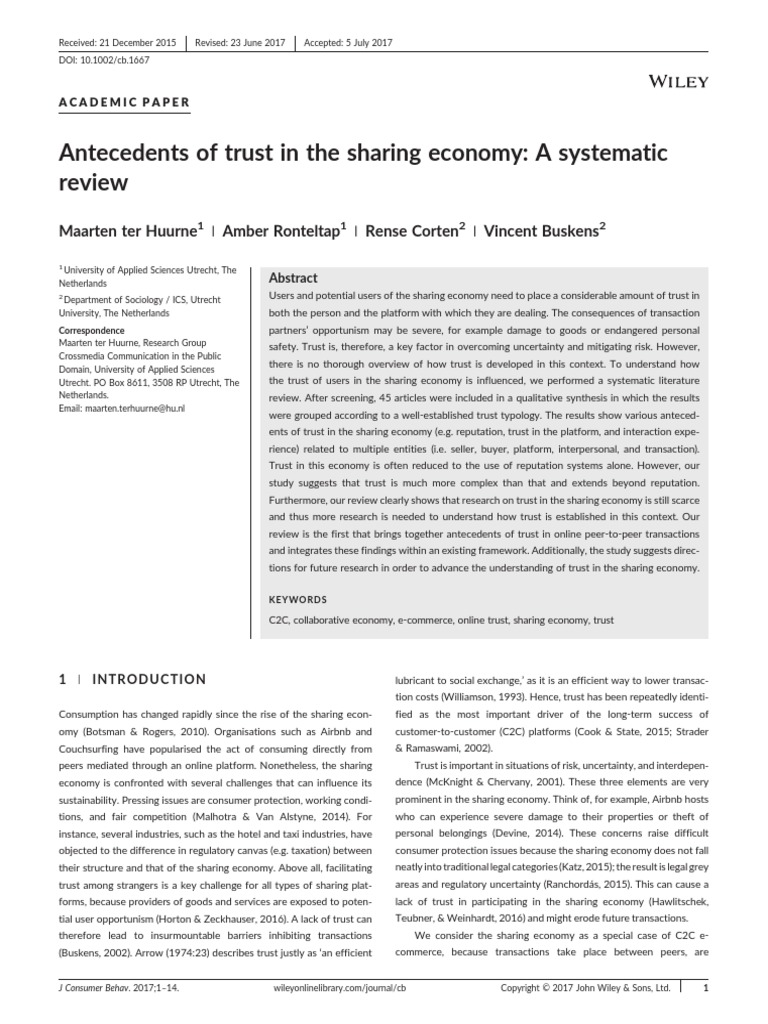 Sharing Economy: A Systematic Literature Review – QHSYH