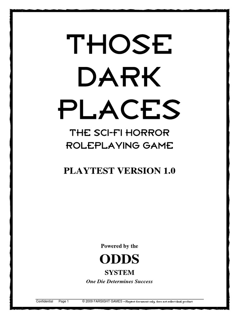 Those Dark Places The SciFi Horror Roleplaying Game PDF Role