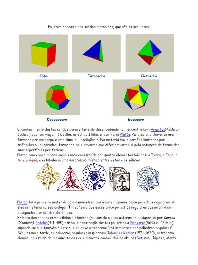 Sólidos Platónicos | PDF | Tetraedro | Johannes Kepler, image size:768x1024