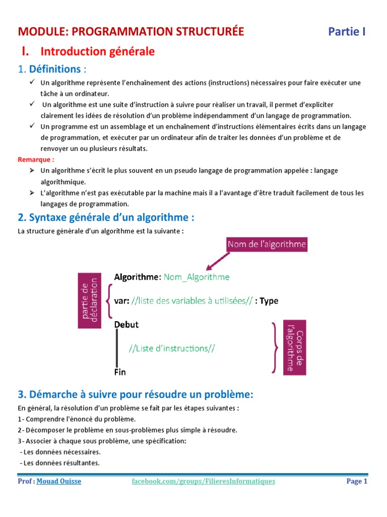 Algorithmes et Variables en Programmation | PDF | Programme ...
