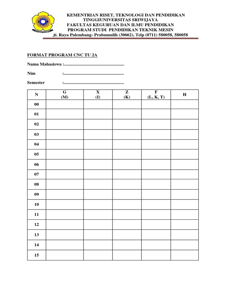 Format Program CNC Tu 2a | PDF