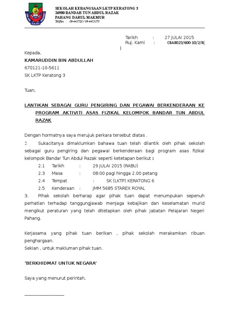 Contoh Surat Bahasa Istana Bagi Anak Raja