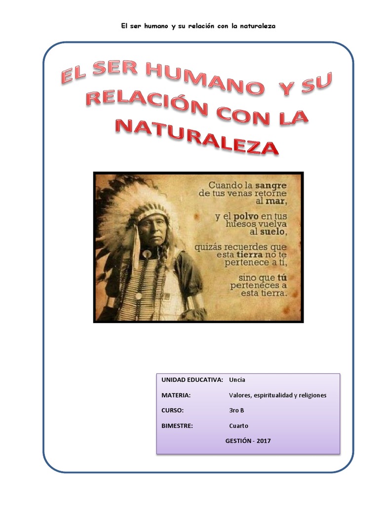 Relación del ser humano con la Madre Tierra | PDF | Naturaleza | Tierra
