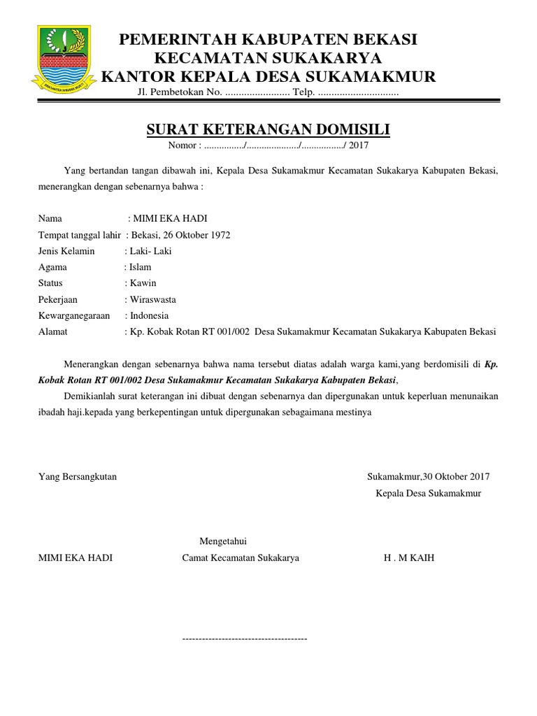 Surat Keternagn Domisili