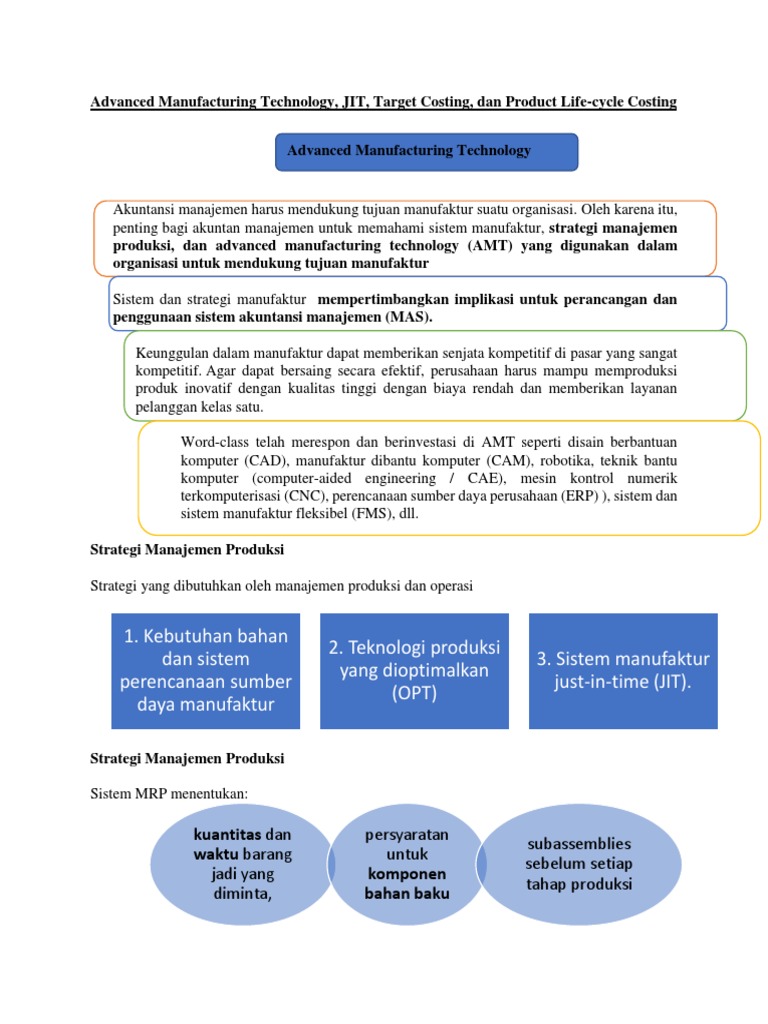 Advanced Manufacturing Technology, JIT, Target Costing, Dan Product