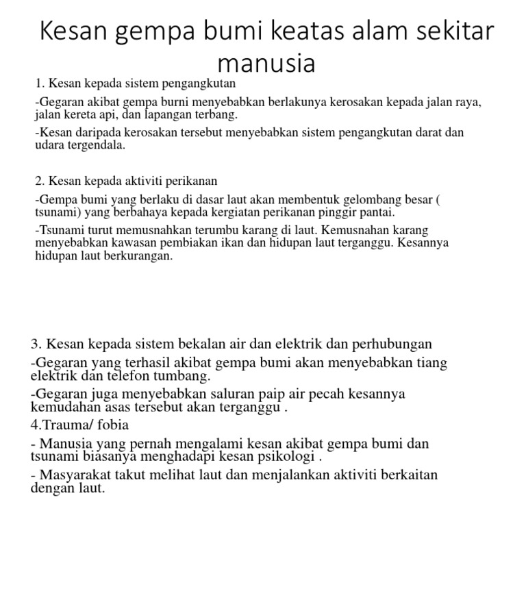 Kesan Gempabumi Manusia