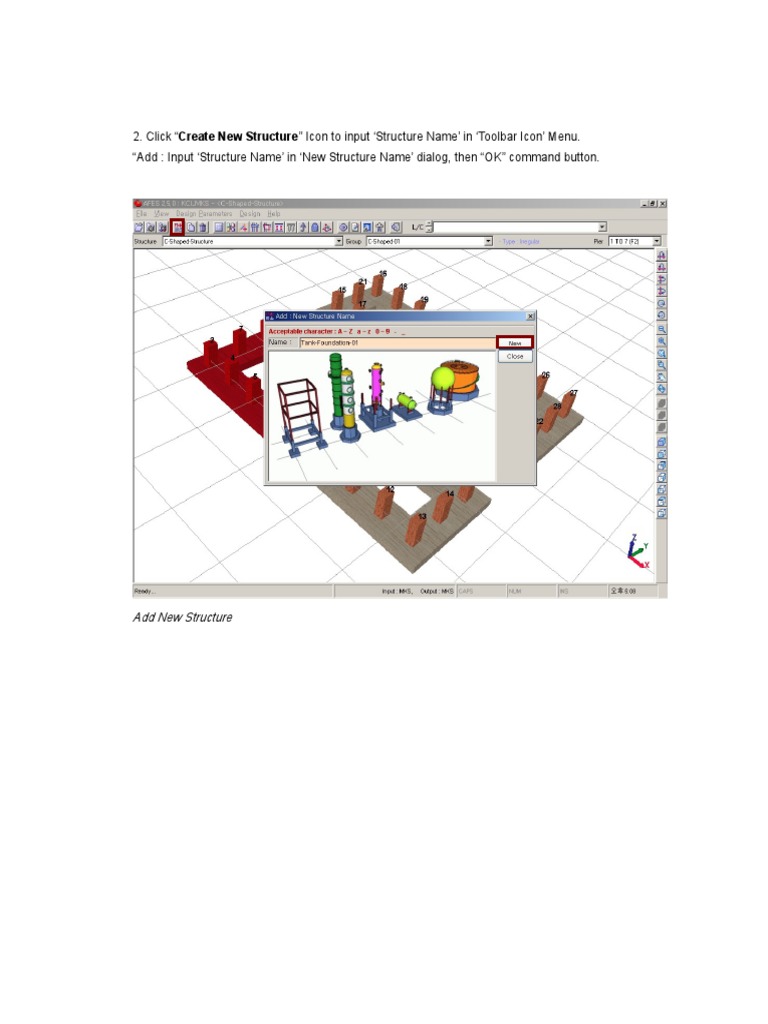 Click create new structure icon to input structure name in toolbar