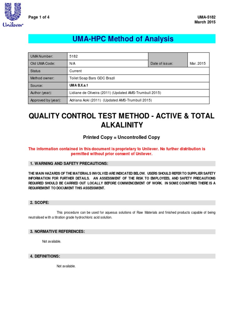 Total Alkalinity Testing Method | PDF | Ph | Alkalinity