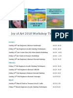 Joy of Art 2018 Workshop Timetable
