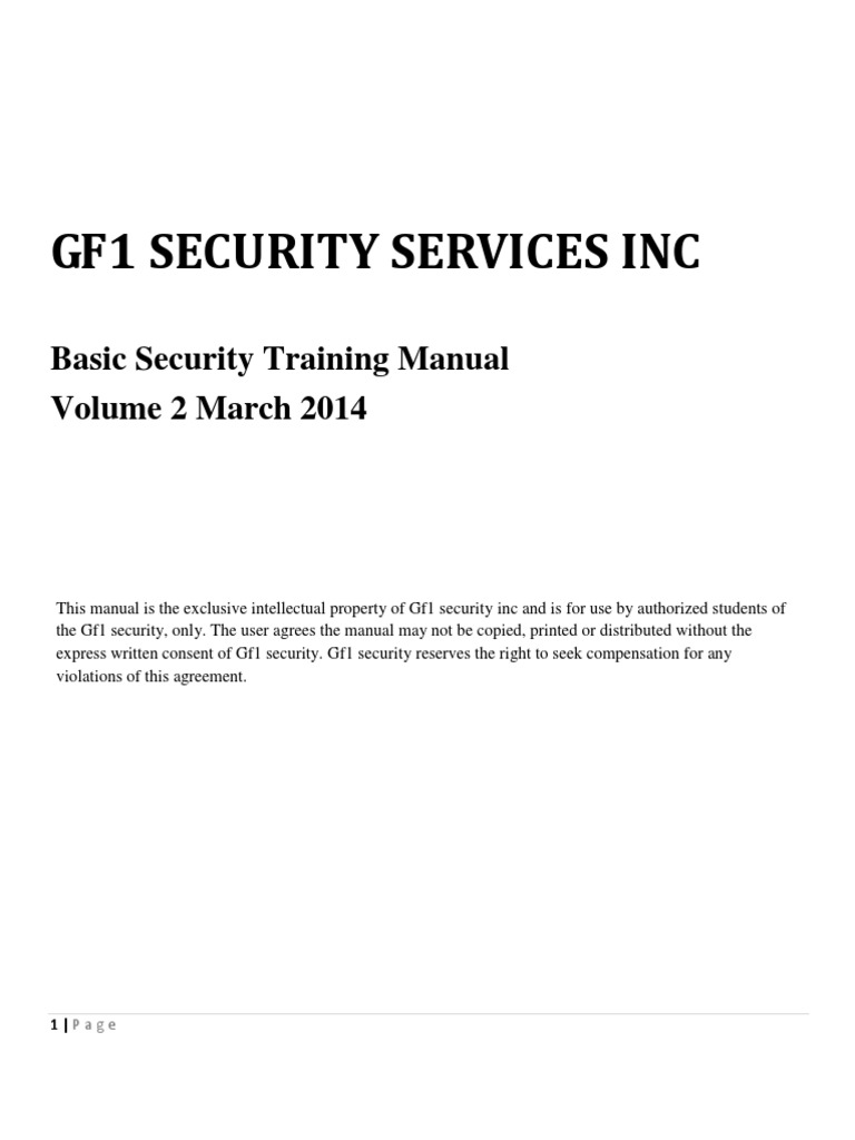GF1 Security Basic Training Manual | PDF | Security Guard | Private ...
