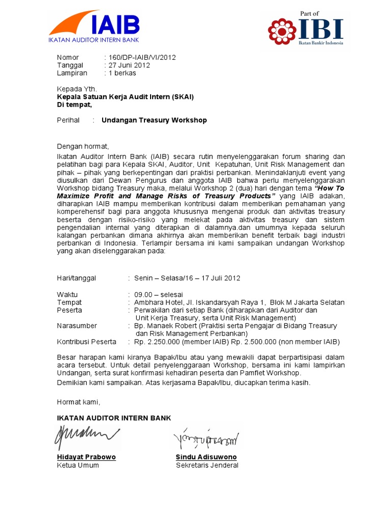 Surat Undangan Peserta Treasury