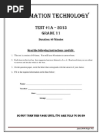 Information Technology: Test #1A - 2013 Grade 11