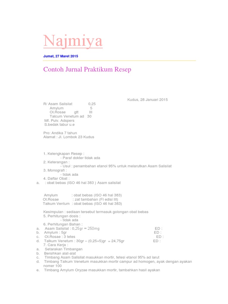 Contoh Jurnal Praktikum Resep Pdf