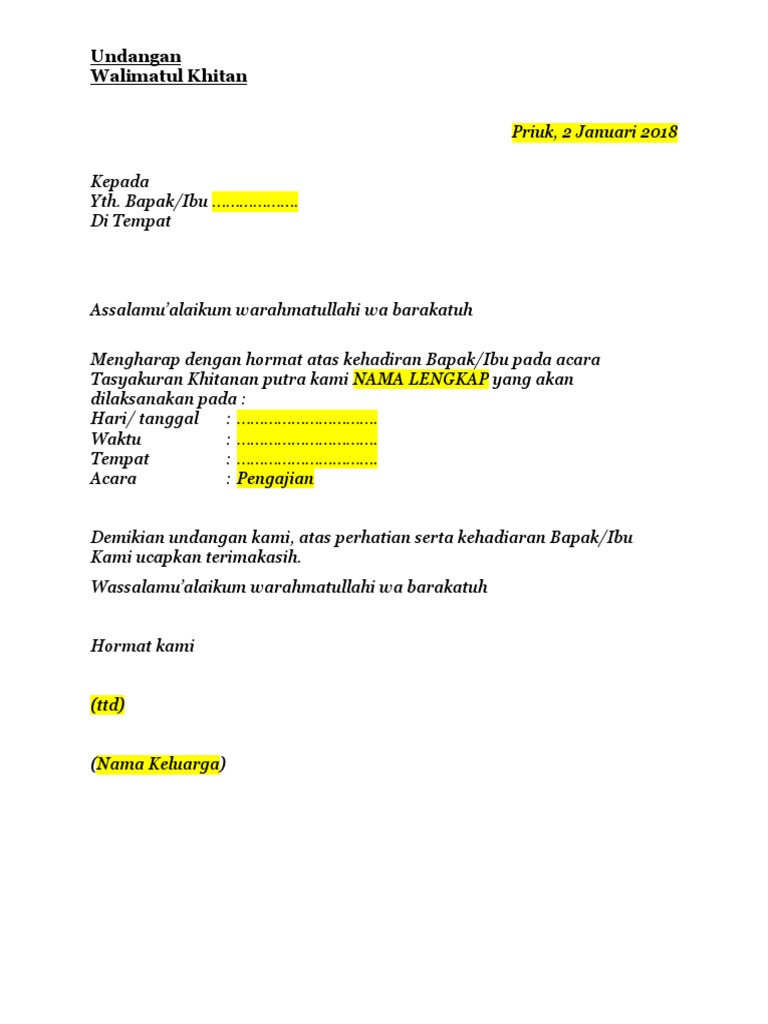 450 Contoh Undangan Khitanan Untuk Anak-anak Terbaik
