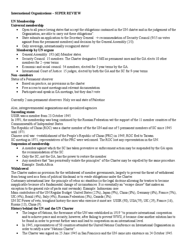 UN Membership and Structure Overview | PDF | United Nations Security ...