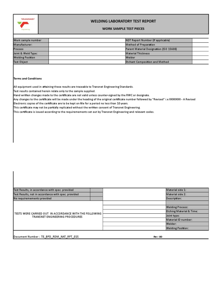 Lab Report Template PDF Welding Construction