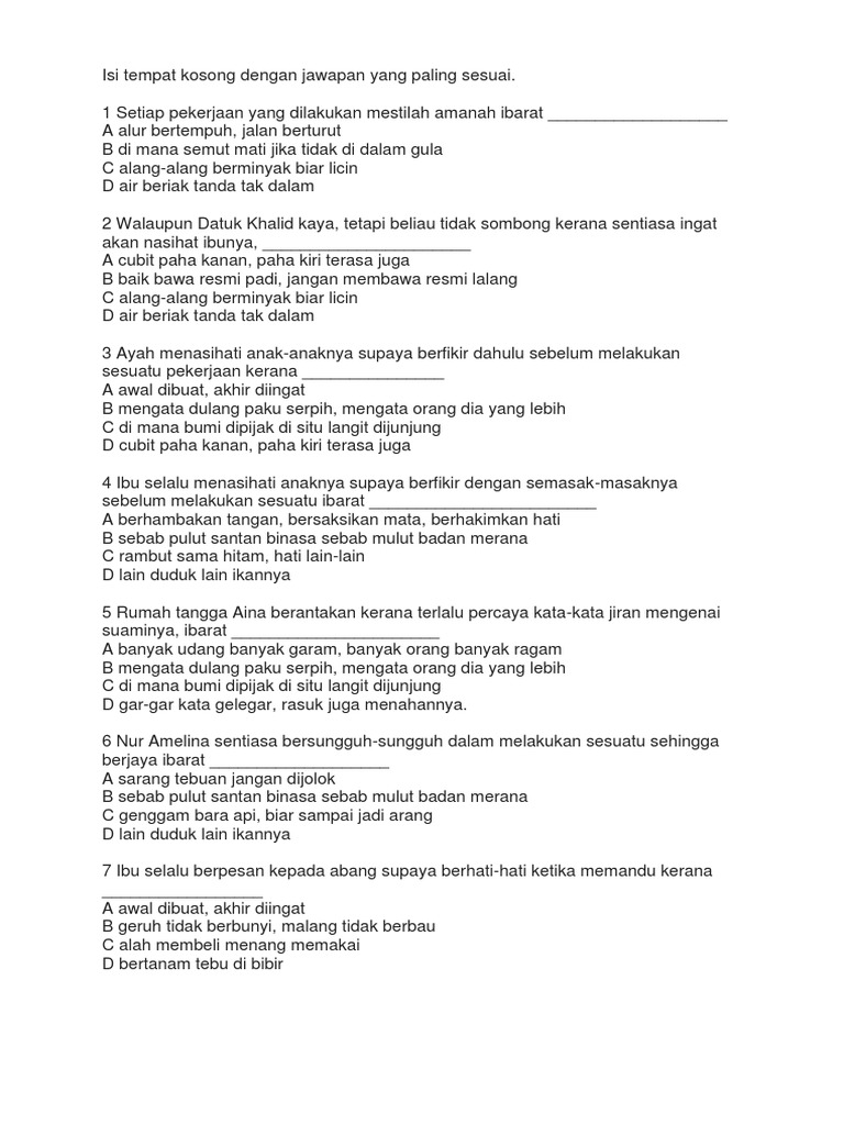 Isi Tempat Kosong Dengan Jawapan Yang Paling Sesuai Pdf