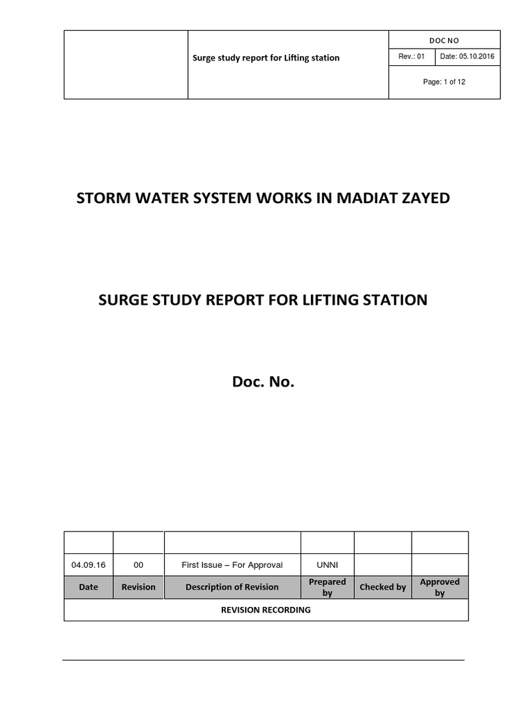 Hydraulic Report Lifting Station R0 Pump Pipe (Fluid Conveyance)