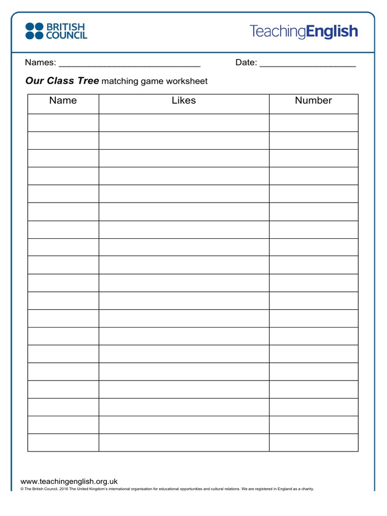 Class Tree Matching Activity | PDF