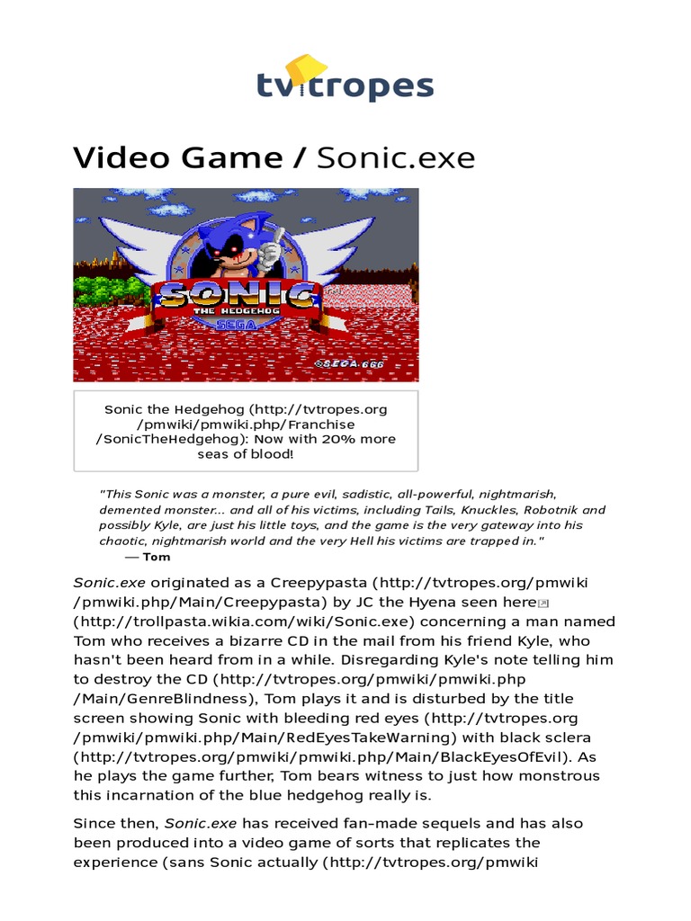 Vs Sonic.exe (Video Game) - TV Tropes