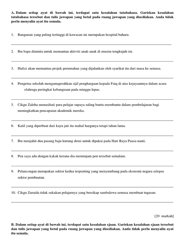 Latihan Tatabahasa Tingkatan 1  PDF
