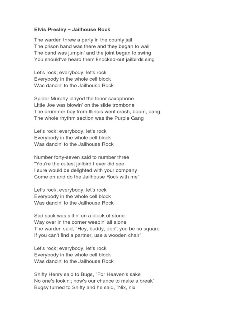 Jailhouse Rock Lyrics