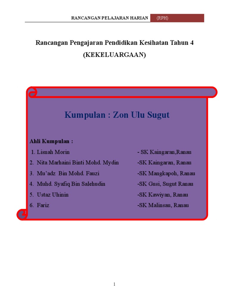 RPH KSSR Pendidikan Kesihatan PK Tahun 4.doc