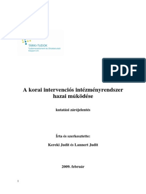 Lannert Judit - Kereki Judit - A Korai Intervenciós Intézményrendszer Haza  Működése | PDF