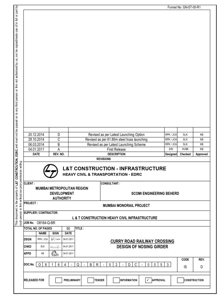 Nosing Girder Design for Mumbai Monorail | PDF | Truss | Buckling