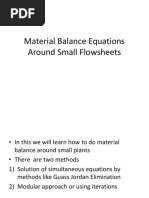 Material Balance Equations Around Small Flowsheets