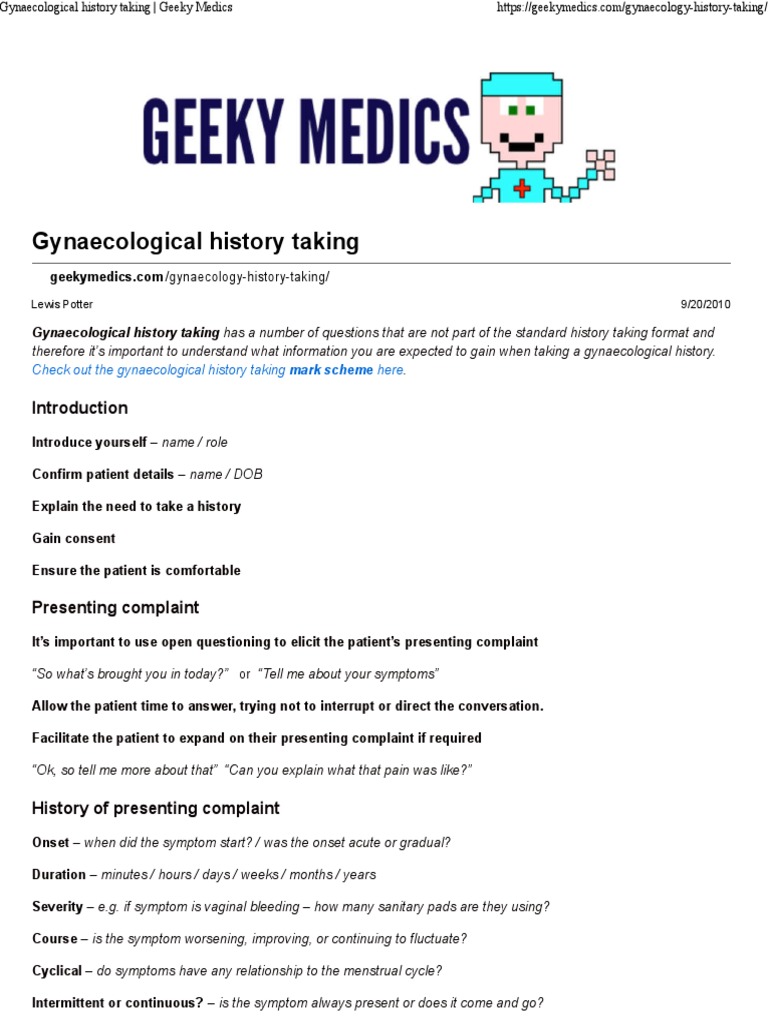 Gynaecological History Taking _ Geeky Medics Menstrual Cycle Pregnancy