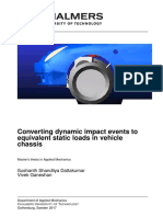 Converting dynamic impact events to equivalent static loads in vehicle chassis