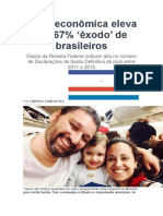 Crise Econômica Eleva em 67% Êxodo de Brasileiros