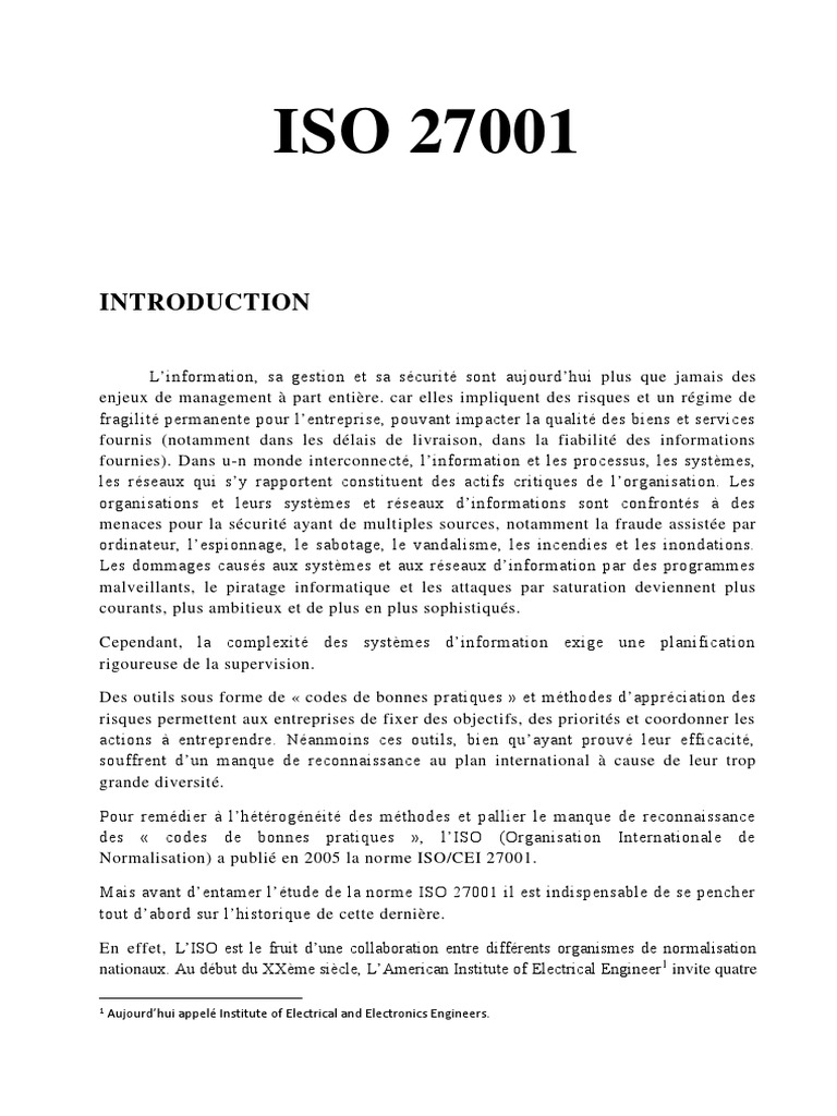 Iso 27001 | PDF | Organisation internationale de normalisation ...