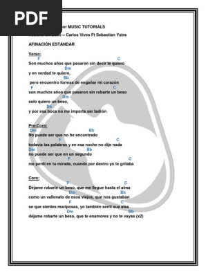 Robarte Un Beso Carlos Vives Ft Sebastian Yatra Letra Y Acordes By Musictutorials Docx Pdf Entretenimiento General robarte un beso carlos vives ft