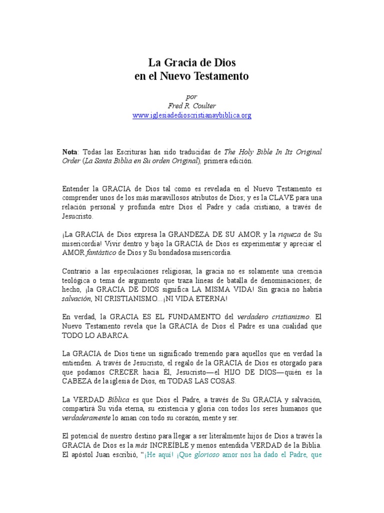 La Gracia de Dios en el Nuevo Testamento | PDF | Cristo (título ...
