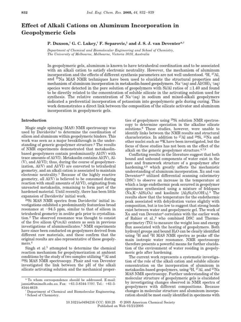 Effect of Alkali Cations On Aluminum Incorporation 29 PDF | PDF ...