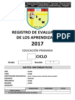 Registro Oficial de Evaluacion Primaria 2017 Curriculo Nacional