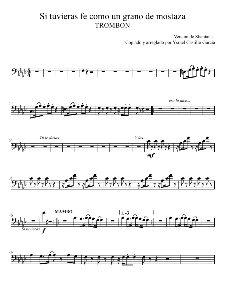 Si Tuvieras Fe Como Un Grano De Mostaza Fm Trombon Pdf