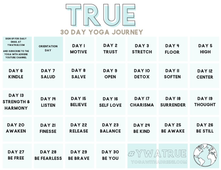 30-Day Yoga Journey Calendar | PDF