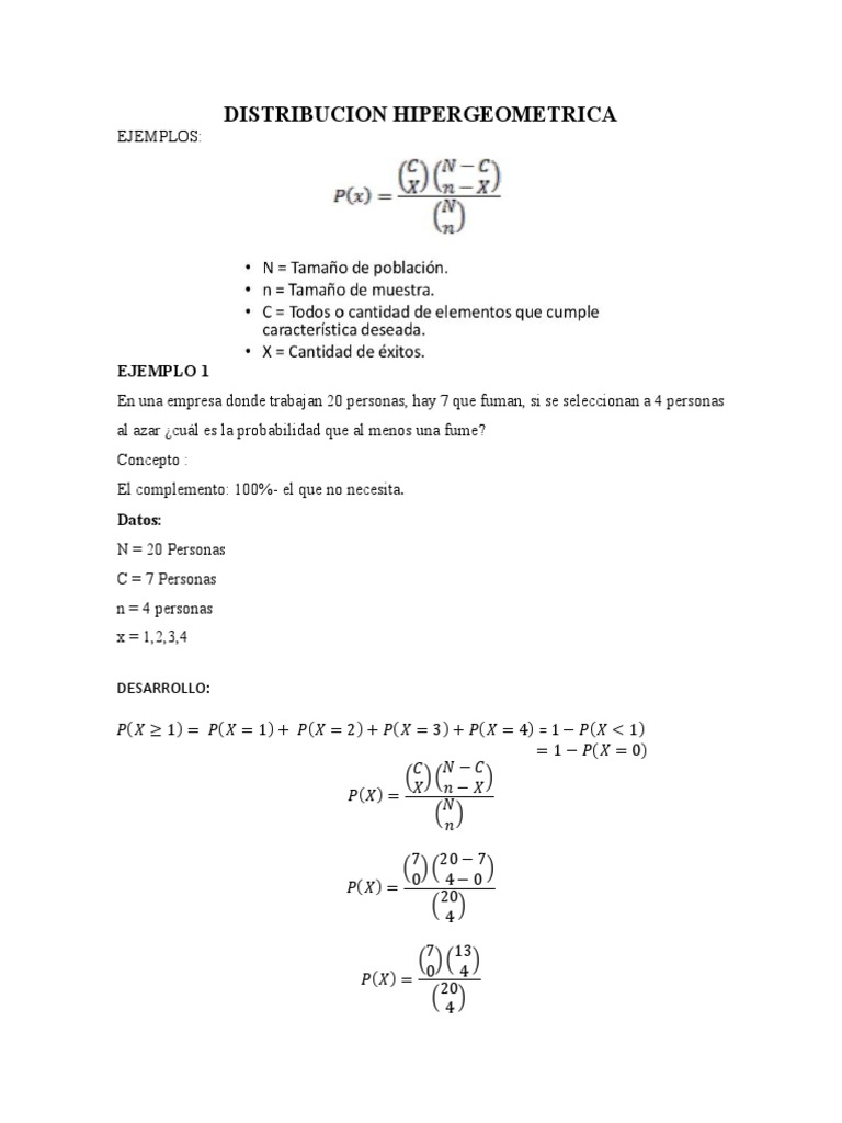 Probabilidad en Distribución Hipergeométrica | PDF | Enseñanza de ...