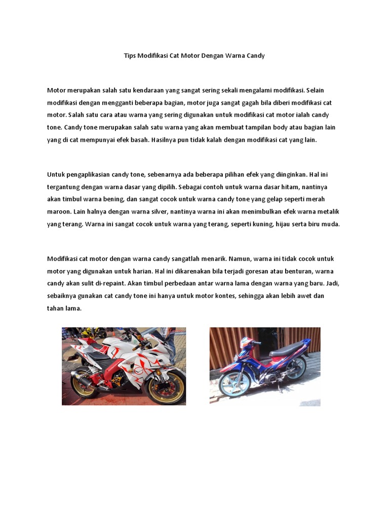 Modifikasi Warna Body Sepeda Motor Dengan Cat Candy Tone
