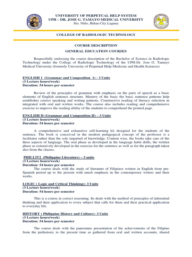 Radtech Course Overview at UPH | PDF | Medical Imaging | Radiography