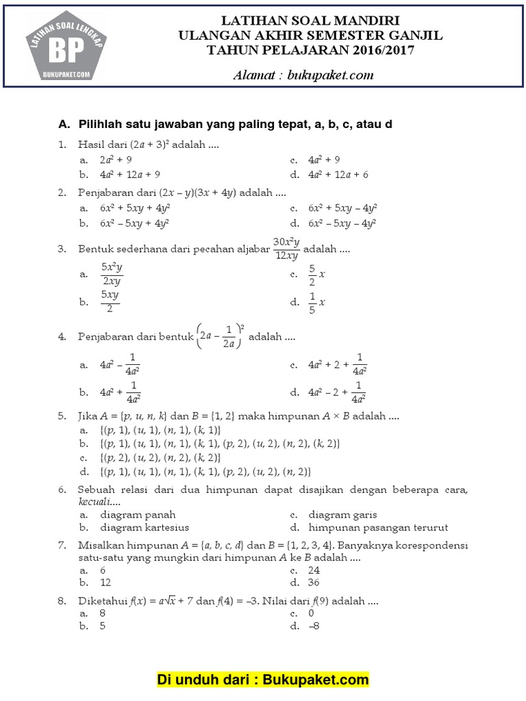 Soal Uas Btq Kelas 8 Semester 1 Kurikulum 2013