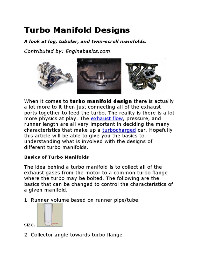 Understanding Turbo Manifold Designs | PDF | Turbocharger ...